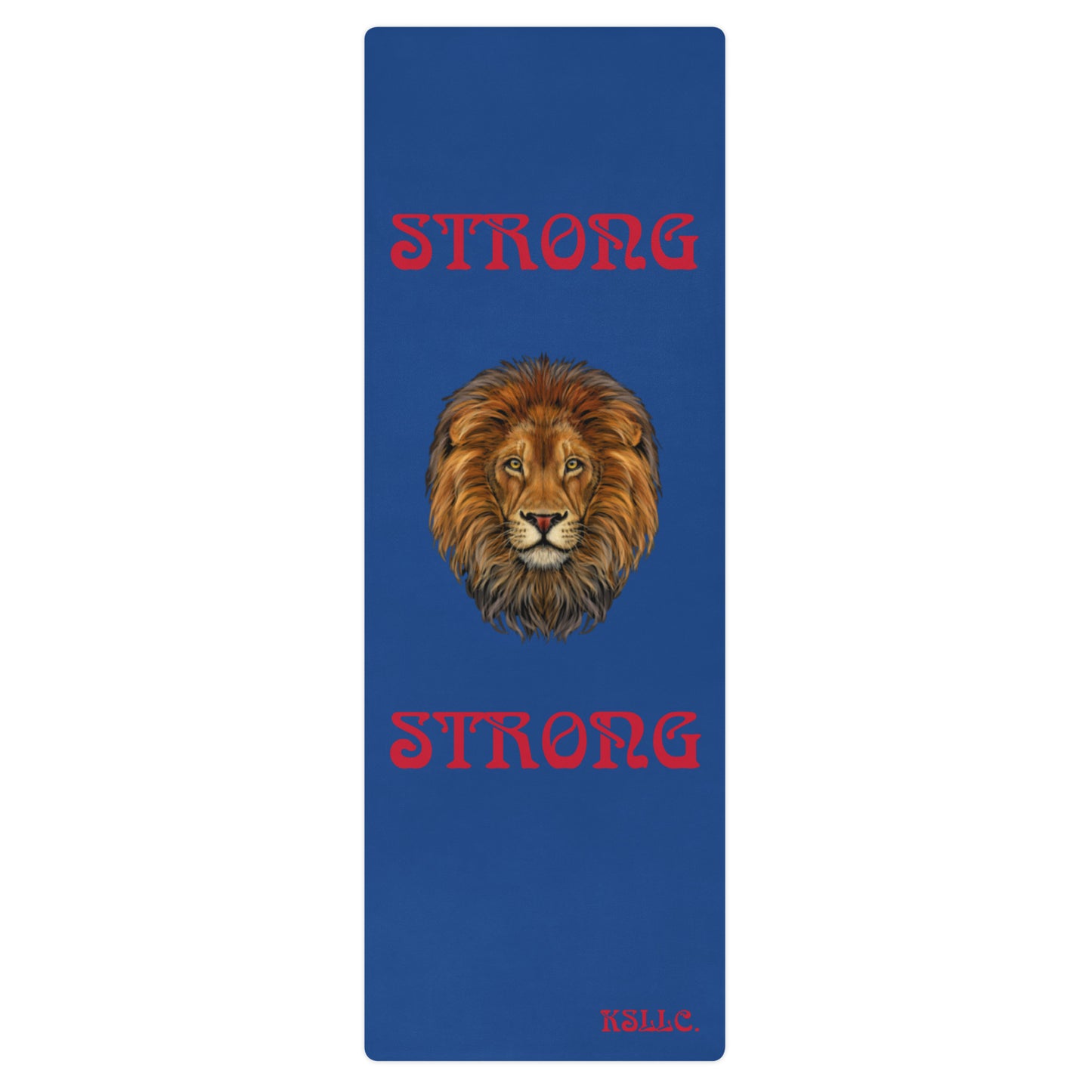 “STRONG”Blue Yoga Mat W/Red Font