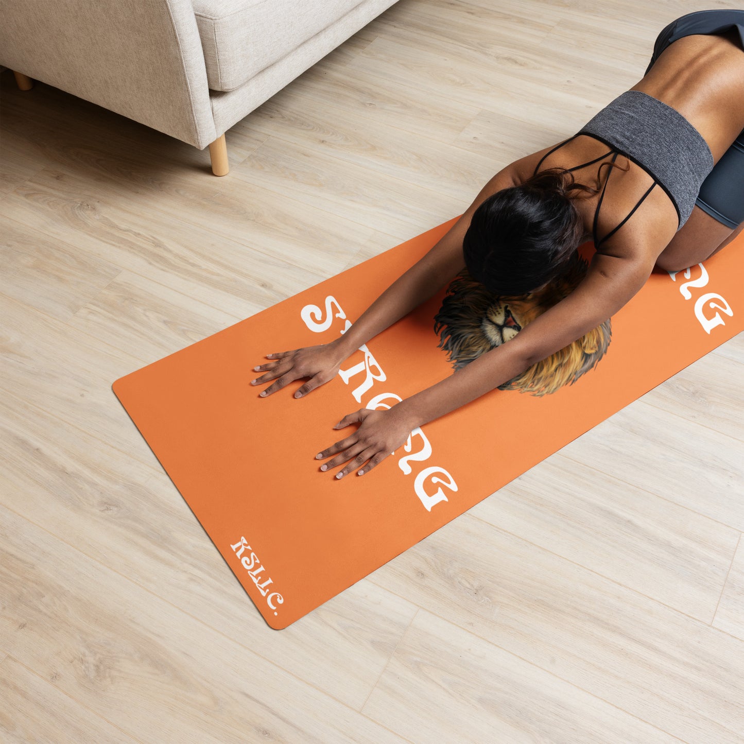 “STRONG”Orange Yoga Mat W/White Font