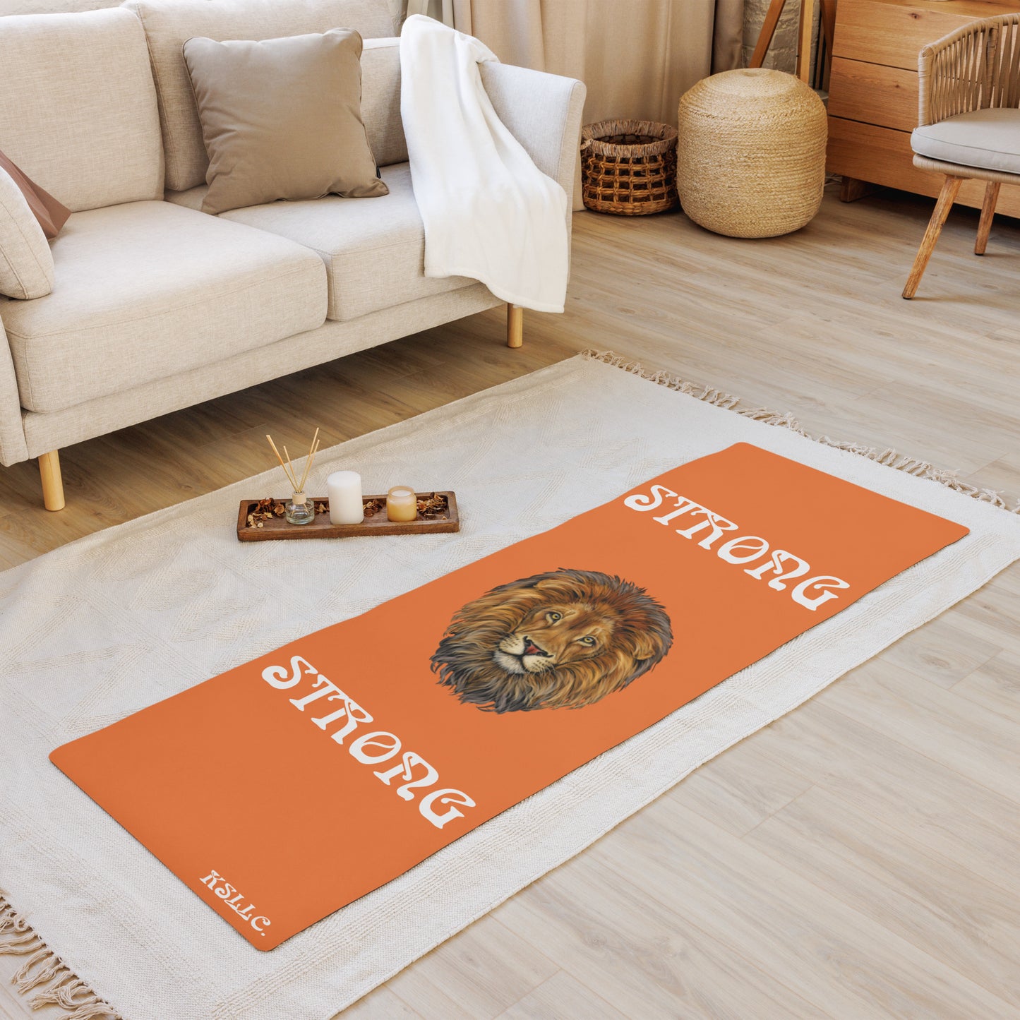 “STRONG”Orange Yoga Mat W/White Font