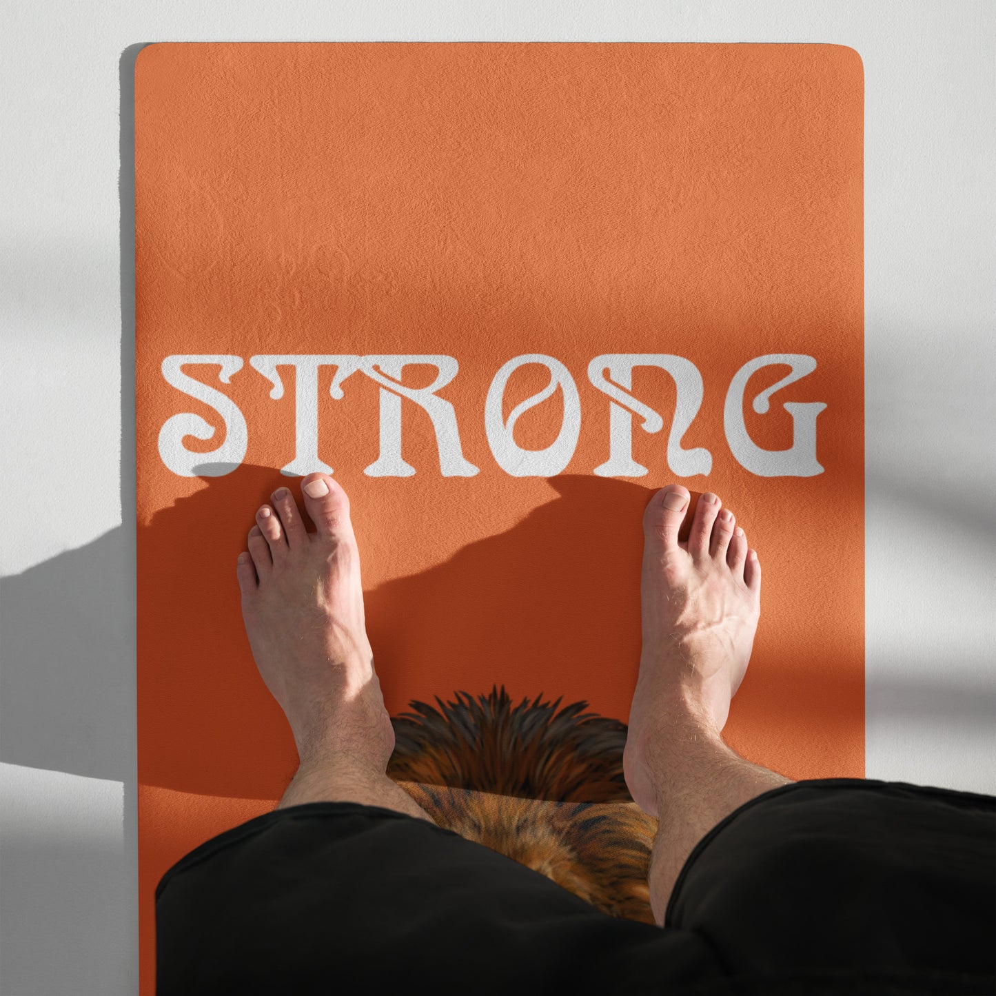 “STRONG”Orange Yoga Mat W/White Font