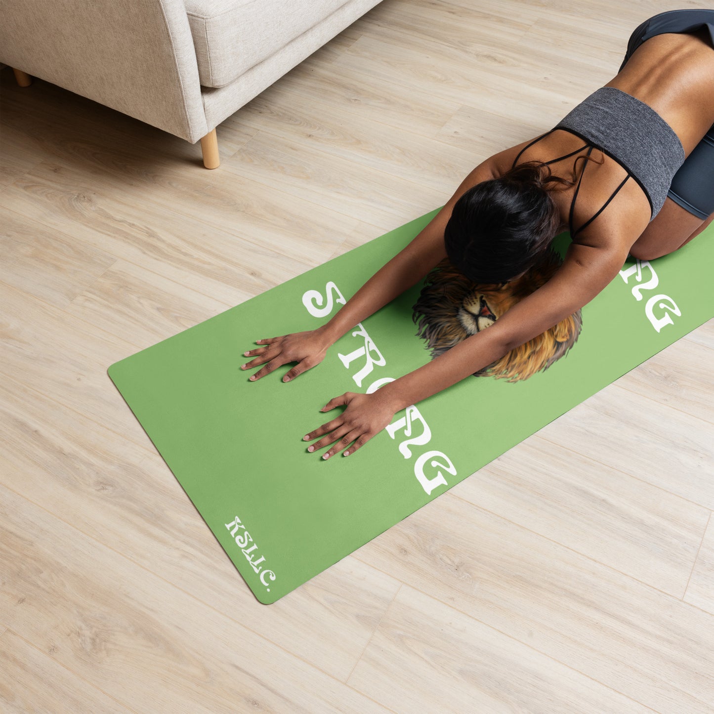 “STRONG”Green Yoga Mat W/White Font