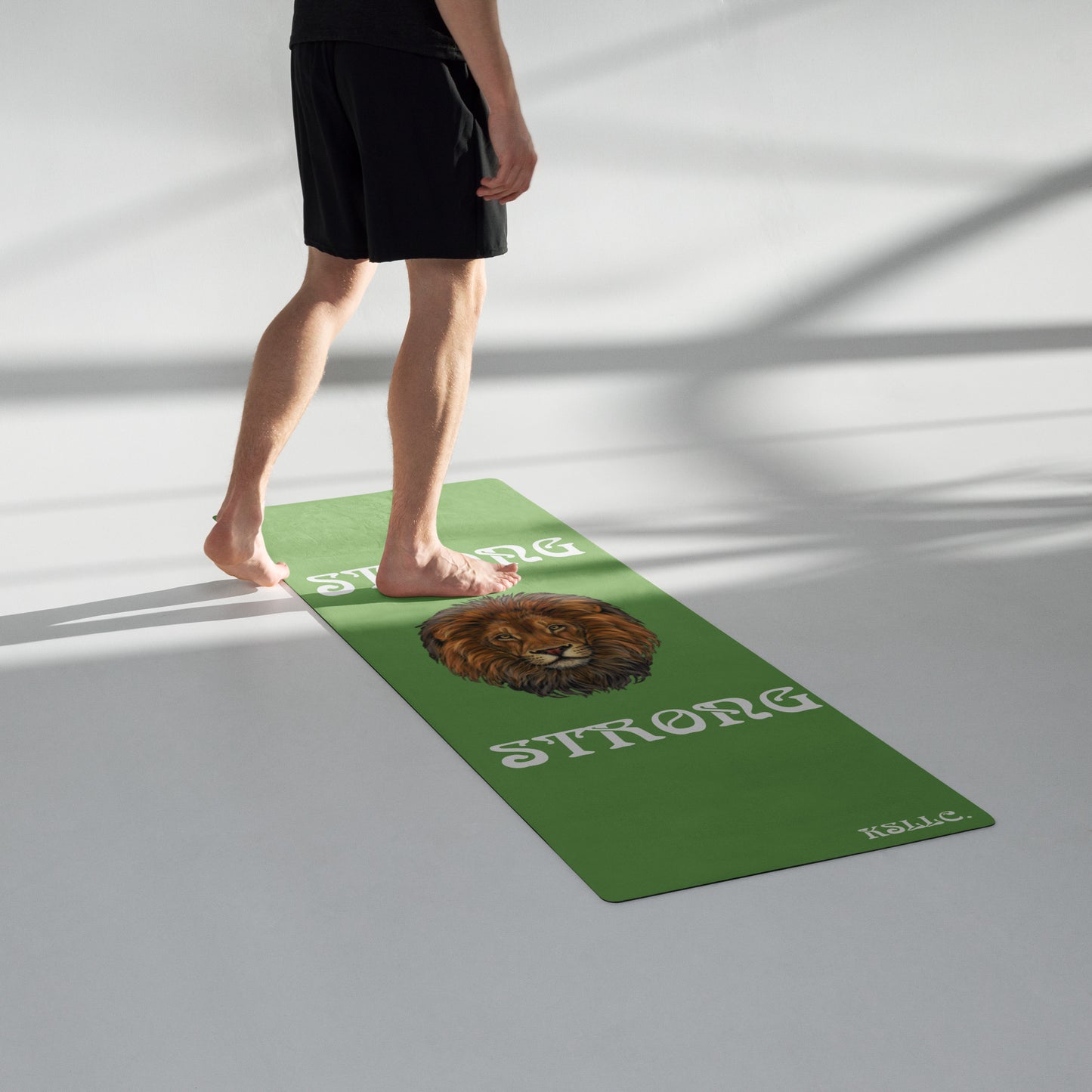 “STRONG”Green Yoga Mat W/White Font