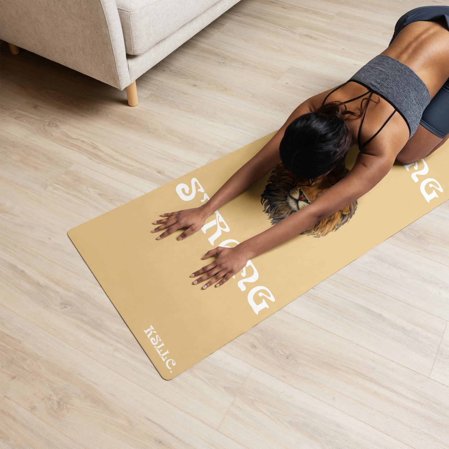 “STRONG”Fawn Yoga Mat W/White Font