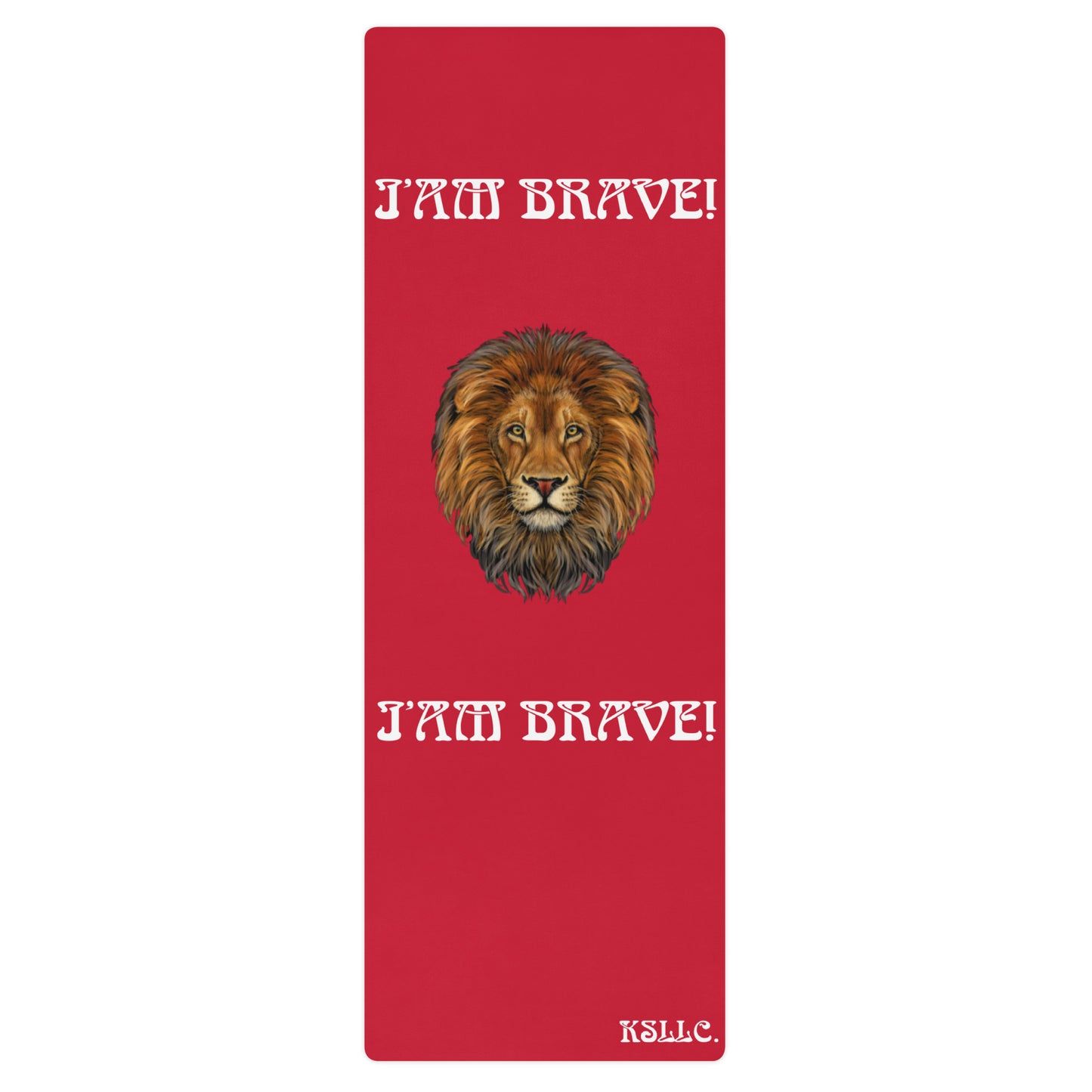 “I’AM BRAVE!”Red Yoga Mat W/White Font