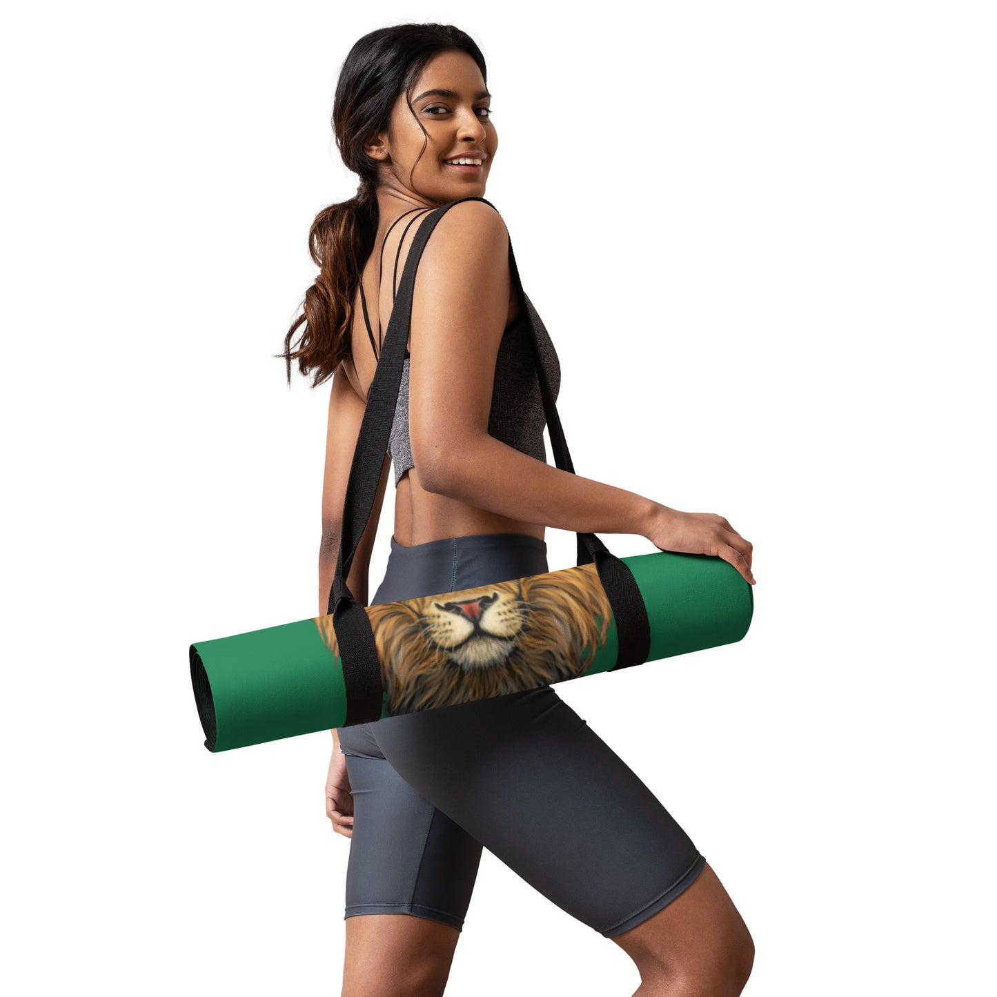 “I’AM BRAVE!”Green Yoga Mat W/White Font