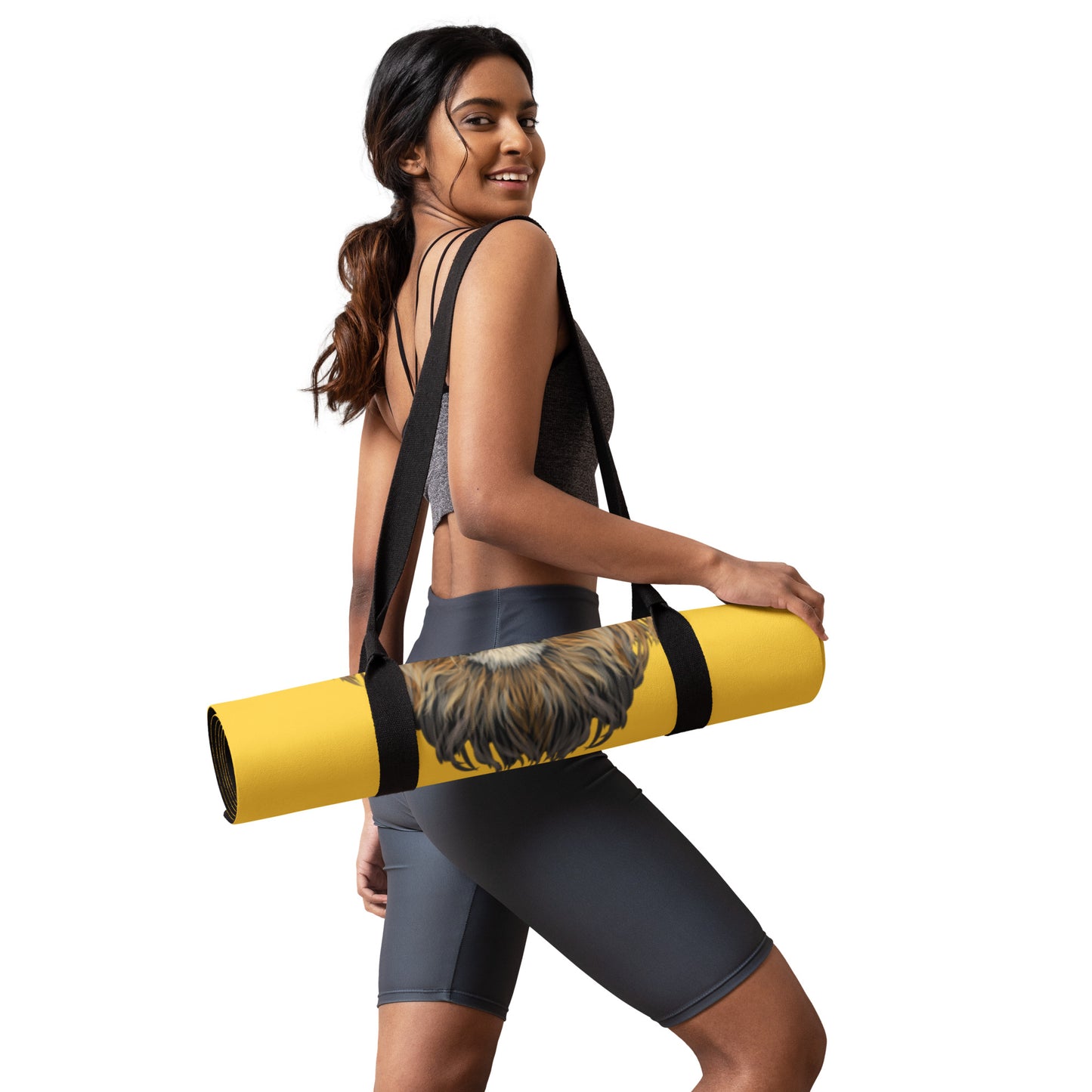 “I’AM BRAVE!”Yellow Yoga Mat W/Red Font