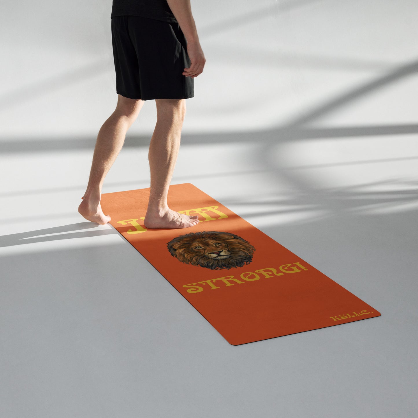“I’AM STRONG!”Orange Yoga Mat W/Yellow Font