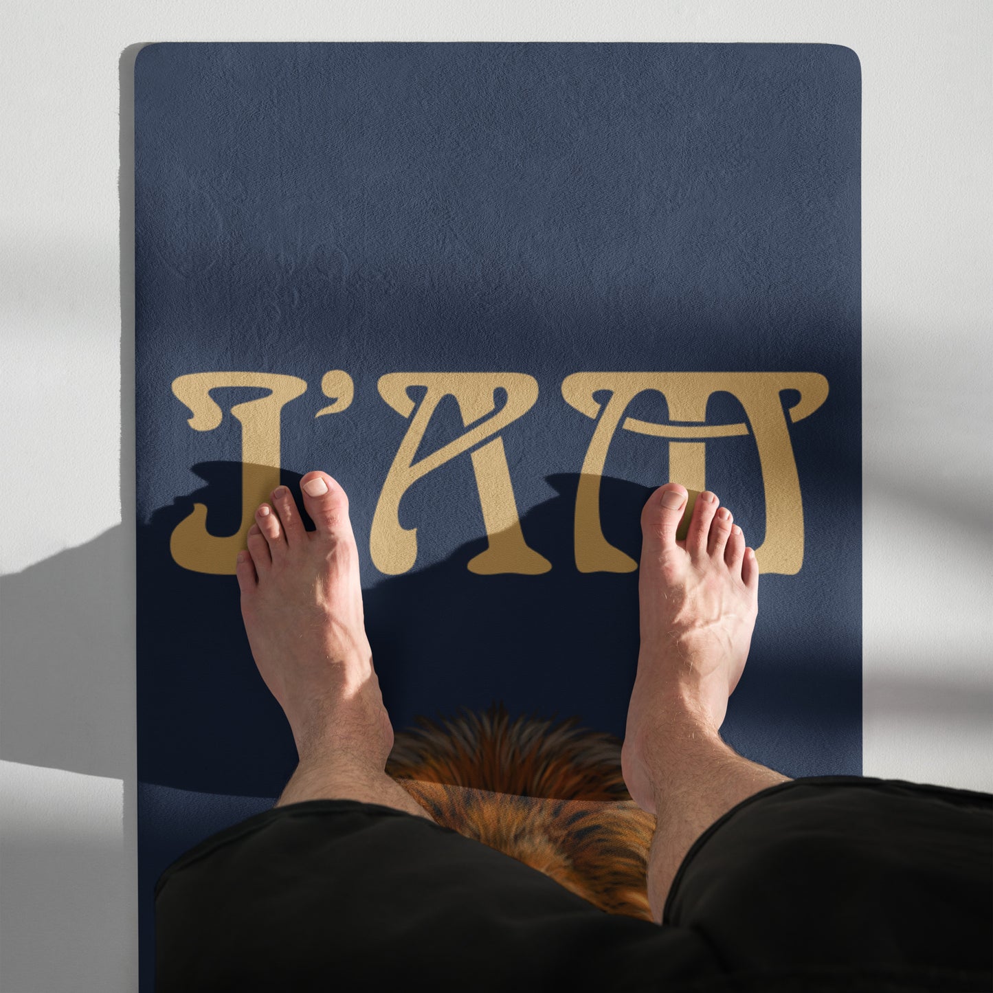 “I’AM STRONG!”Navy Yoga Mat W/Fawn Font