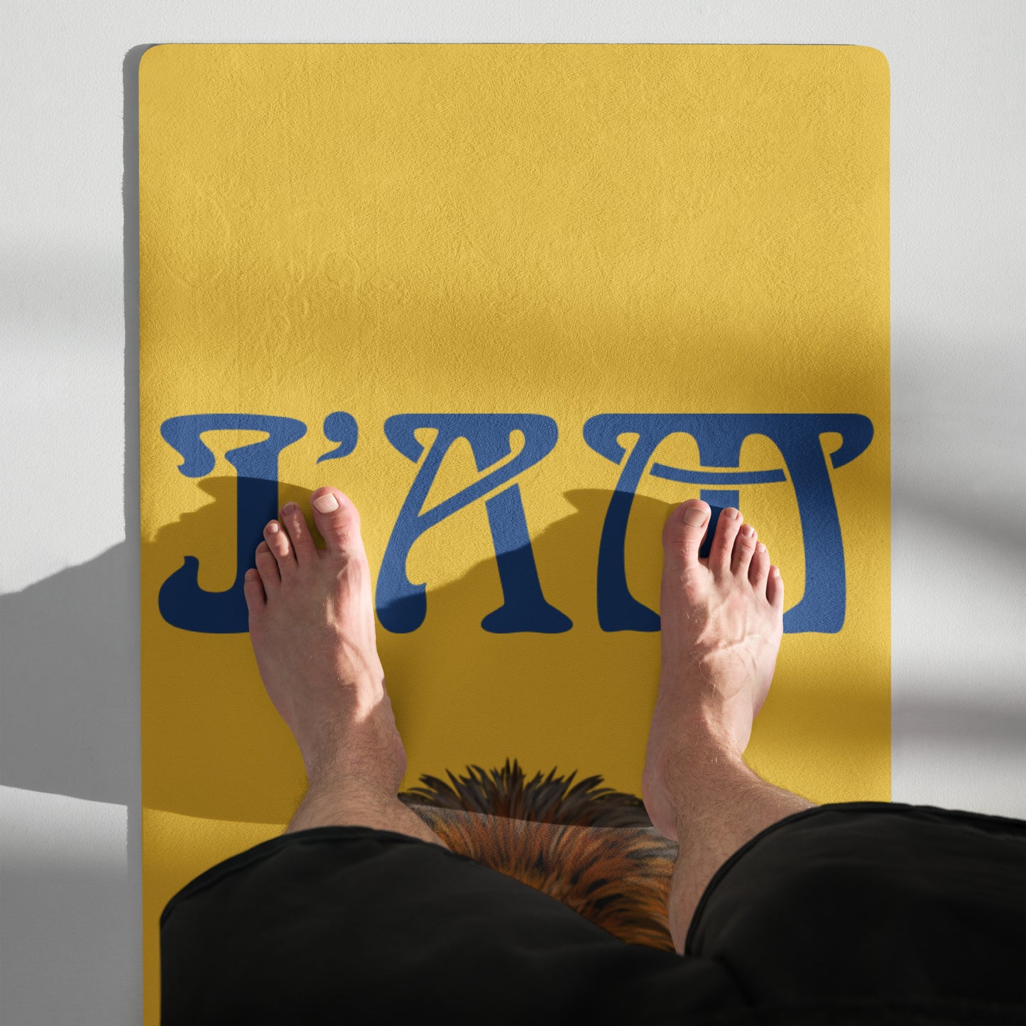 “I’AM STRONG!”Yellow Yoga Mat W/Blue Font