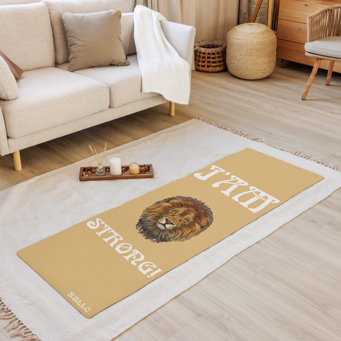 “I’AM STRONG!”Fawn Yoga Mat W/White Font