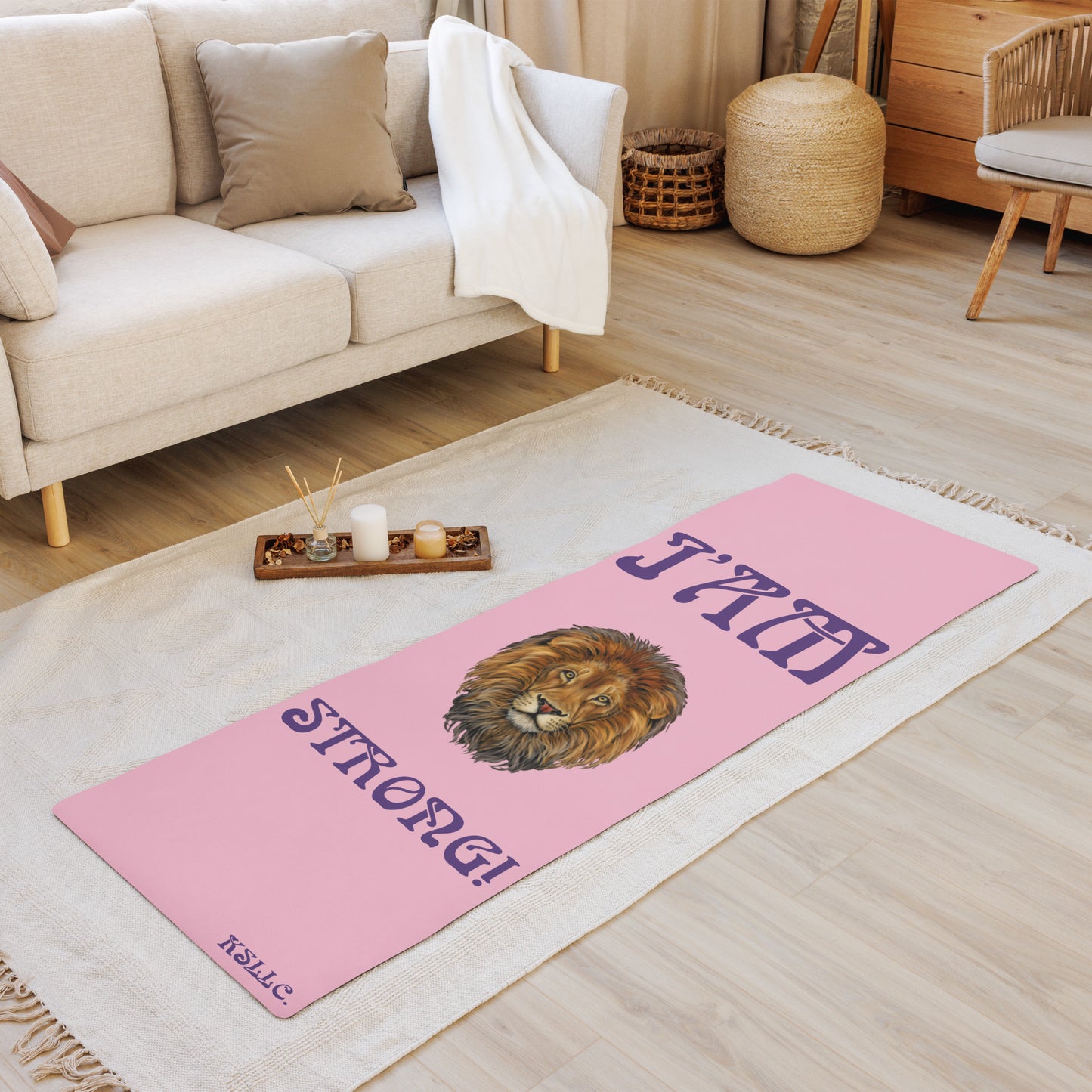 “I’AM STRONG!”Cotton Candy Yoga Mat W/Purple Font