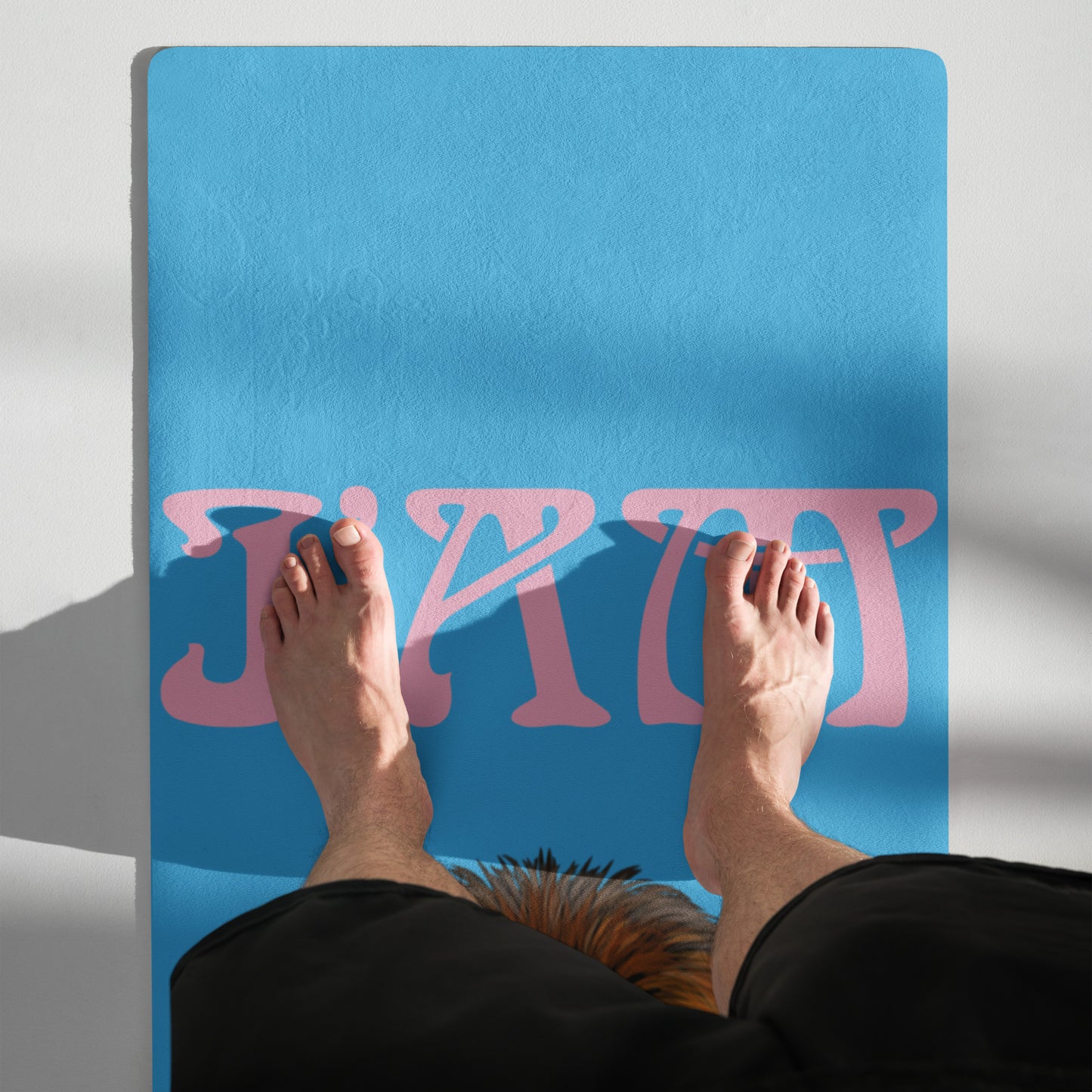 “I’AM STRONG!”SkyBlue Yoga Mat W/Cotton Candy Font