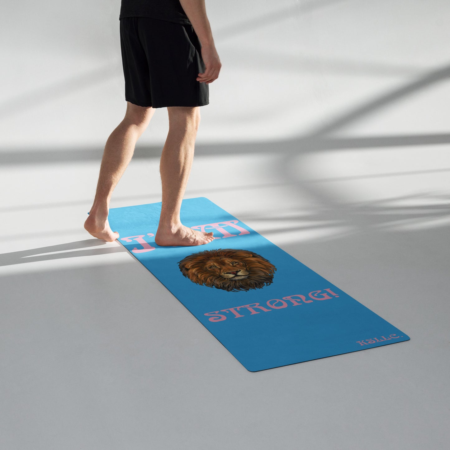 “I’AM STRONG!”SkyBlue Yoga Mat W/Cotton Candy Font