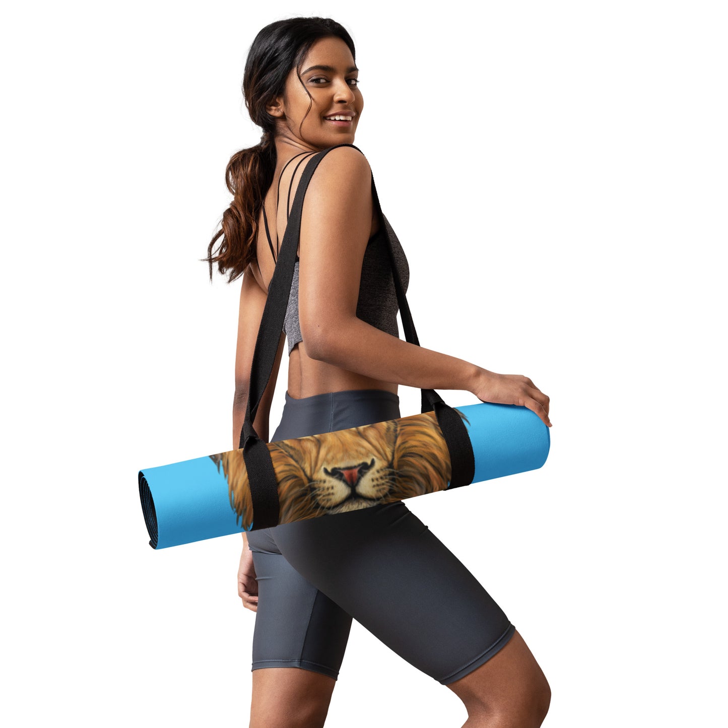 “I’AM STRONG!”SkyBlue Yoga Mat W/Cotton Candy Font