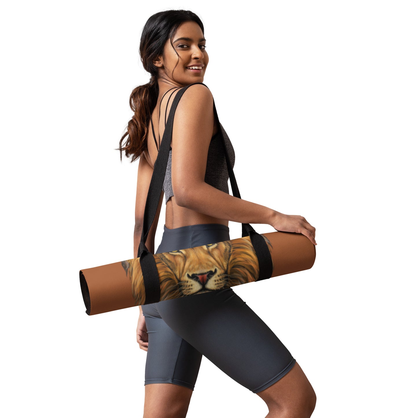 “I’AM STRONG!”Brown Yoga Mat W/Banana Font