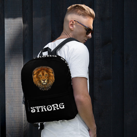 “STRONG” Black Backpack W/White Font