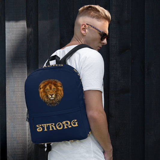 “STRONG” Navy Backpack W/Fawn Font