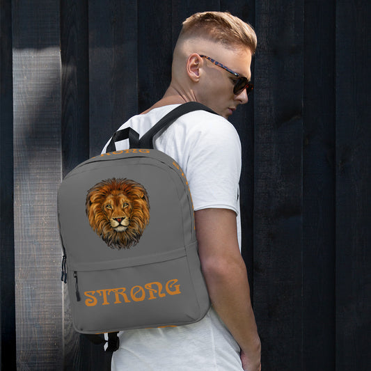 “STRONG” Grey Backpack W/Bronze Font