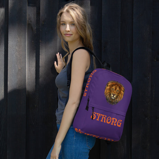 “STRONG”Purple Backpack W/Orange Font