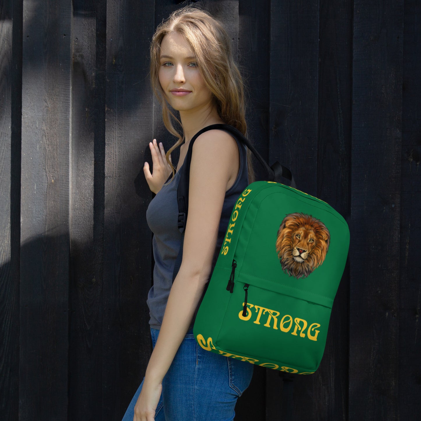 “STRONG” Green Backpack W/Yellow Font