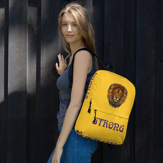 “STRONG”Yellow Backpack W/Purple Font