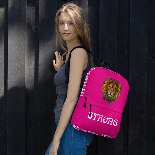 “STRONG” Violet Red Backpack W/White Font