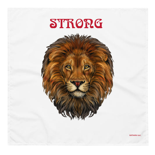 “STRONG” White All-Over Print Bandana W/Red Font