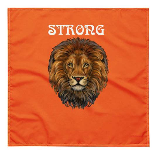“STRONG” Orange All-Over Print Bandana W/White Font