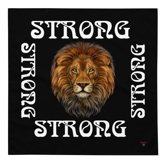 “STRONG” Black All-Over Print Bandana W/White Square Font