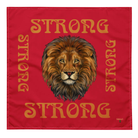 “STRONG” Red All-Over Print Bandana W/Bronze Square Font