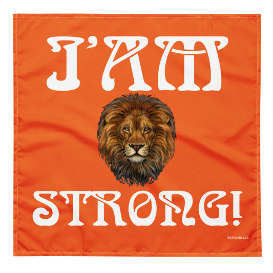 “I’AM STRONG!” Orange All-Over Print Bandana W/White Font
