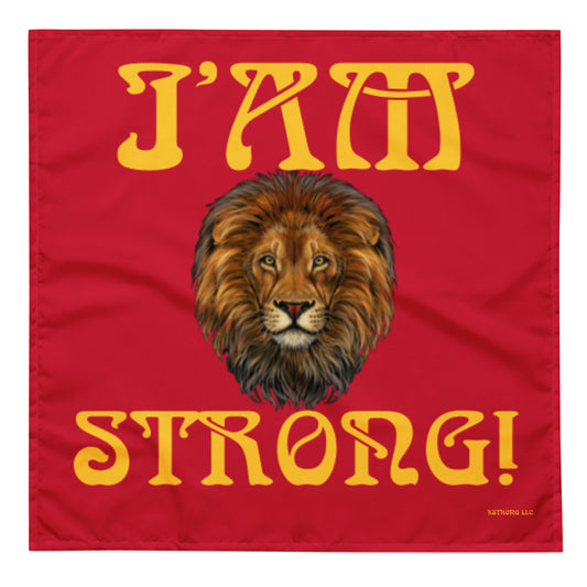 “I’AM STRONG!” Red All-Over Print Bandana W/Yellow Font