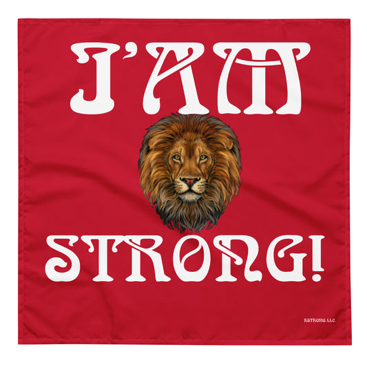 “I’AM STRONG!” Red All-Over Print Bandana W/White Font