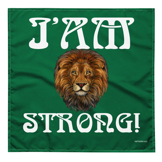 “I’AM STRONG!” Green All-Over Print Bandana W/White Font