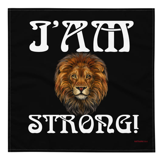 “I’AM STRONG!”Black All-Over Print Bandana W/White Font