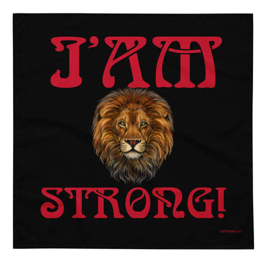 “I’AM STRONG!”Black All-Over Print Bandana W/Red Font