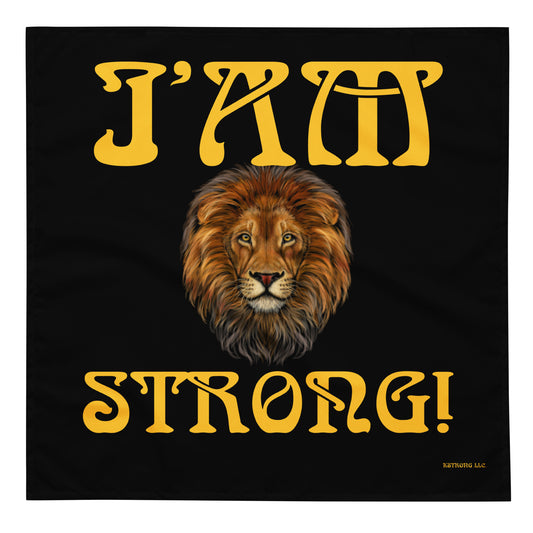 “I’AM STRONG!”Black All-Over Print Bandana W/Yellow Font