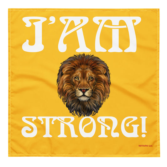 “I’AM STRONG!”Yellow All-Over Print Bandana W/White Font