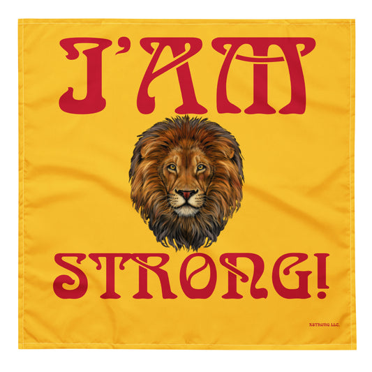 “I’AM STRONG!”Yellow All-Over Print Bandana W/Red Font