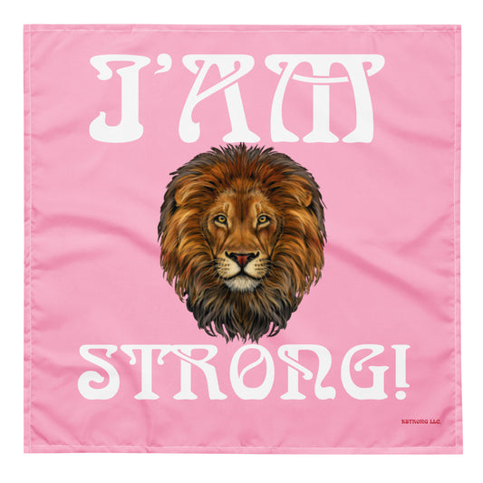 “I’AM STRONG!”Cotton Candy All-Over Print Bandana W/White Font