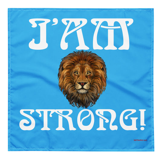 “I’AM STRONG!”SkyBlue All-Over Print Bandana W/White Font