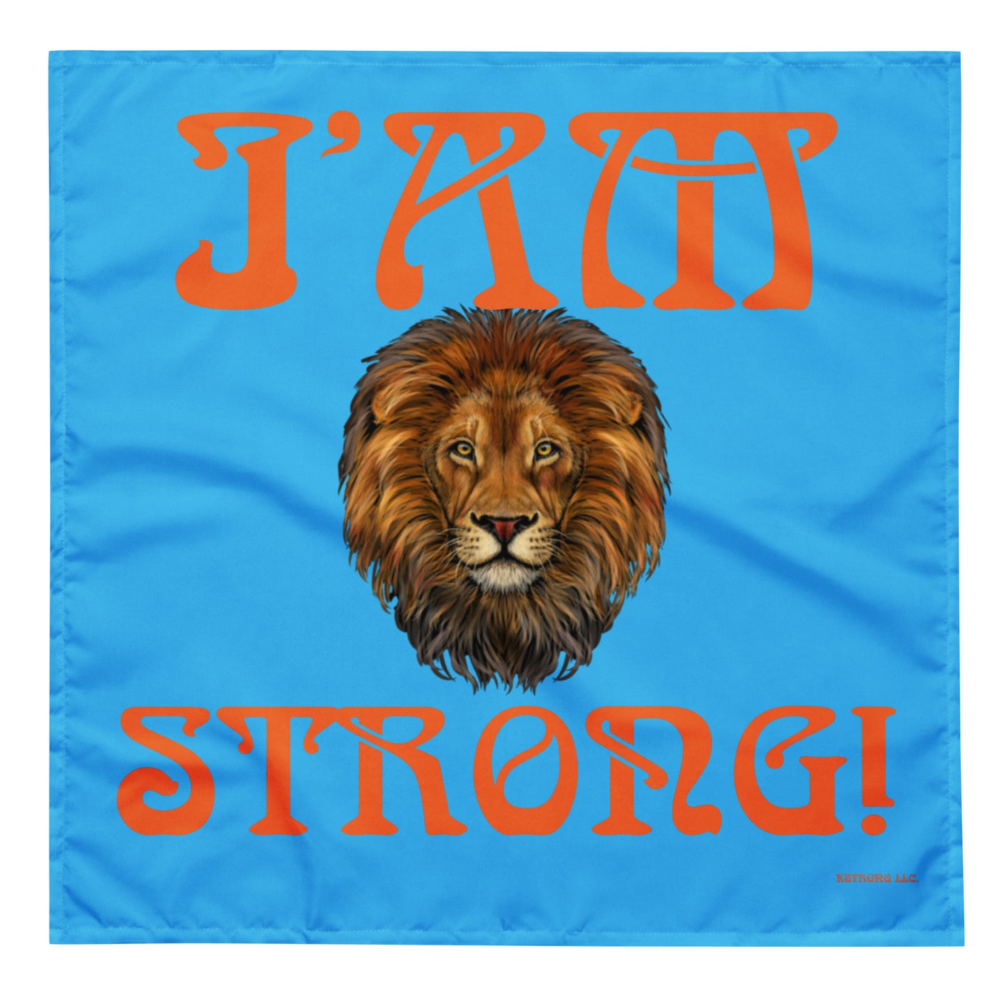 “I’AM STRONG!”SkyBlue All-Over Print Bandana W/Orange Font