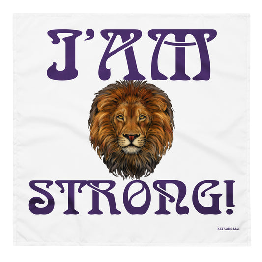 “I’AM STRONG!”White All-Over Print Bandana W/Purple Font