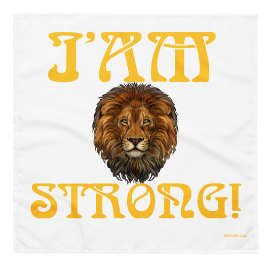 “I’AM STRONG!”White All-Over Print Bandana W/Yellow Font