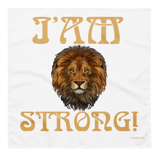 “I’AM STRONG!”White All-Over Print Bandana W/Fawn Font