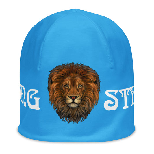 “STRONG”SkyBlue All-Over Print Beanie W/White Font