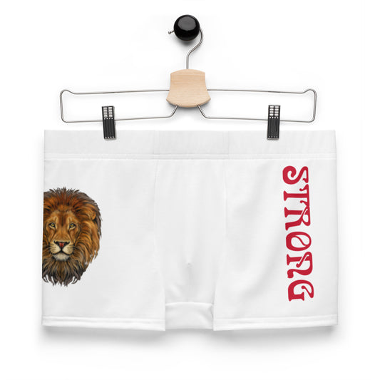 “STRONG”White Boxer Briefs W/Red Font