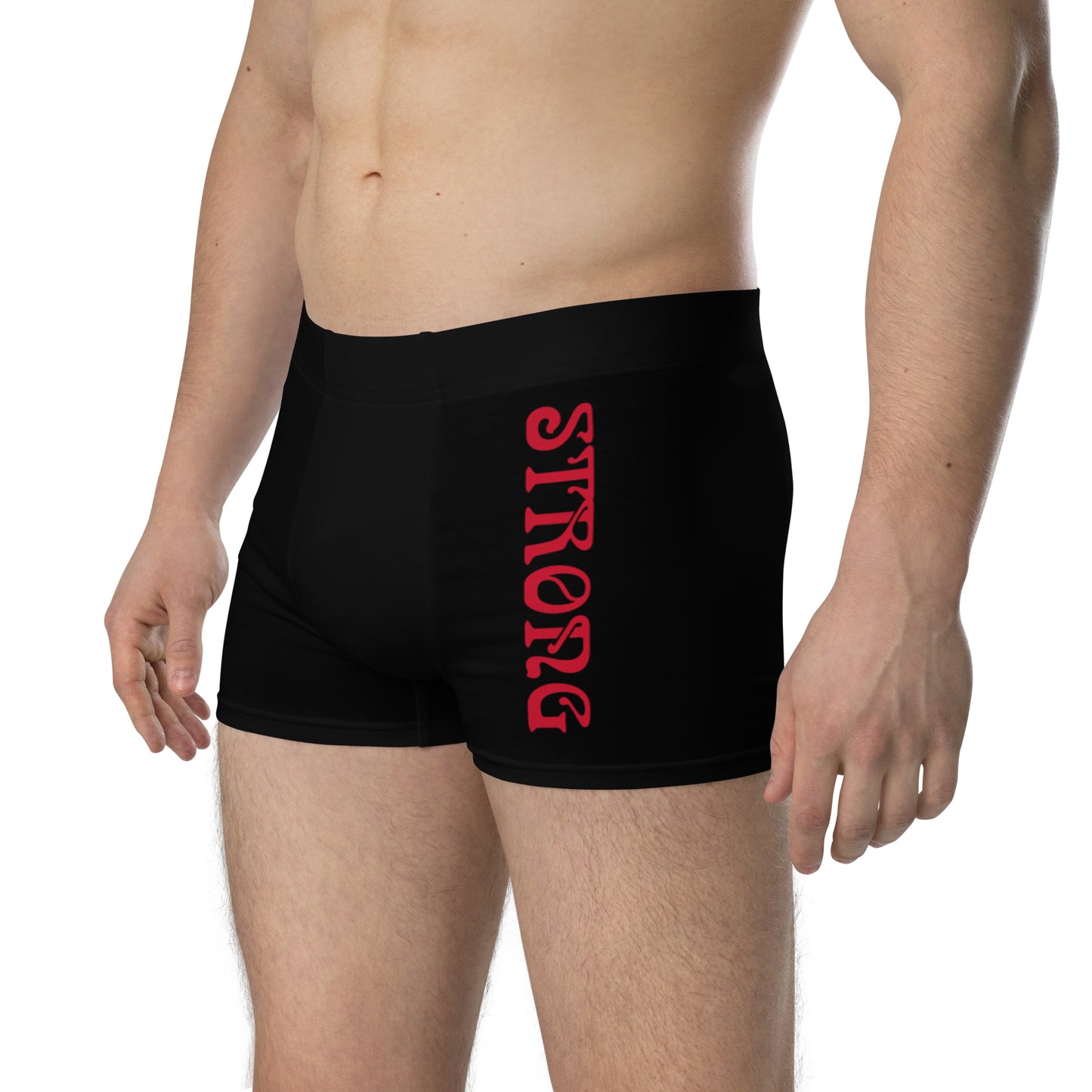 “STRONG”Black Boxer Briefs W/Red Font