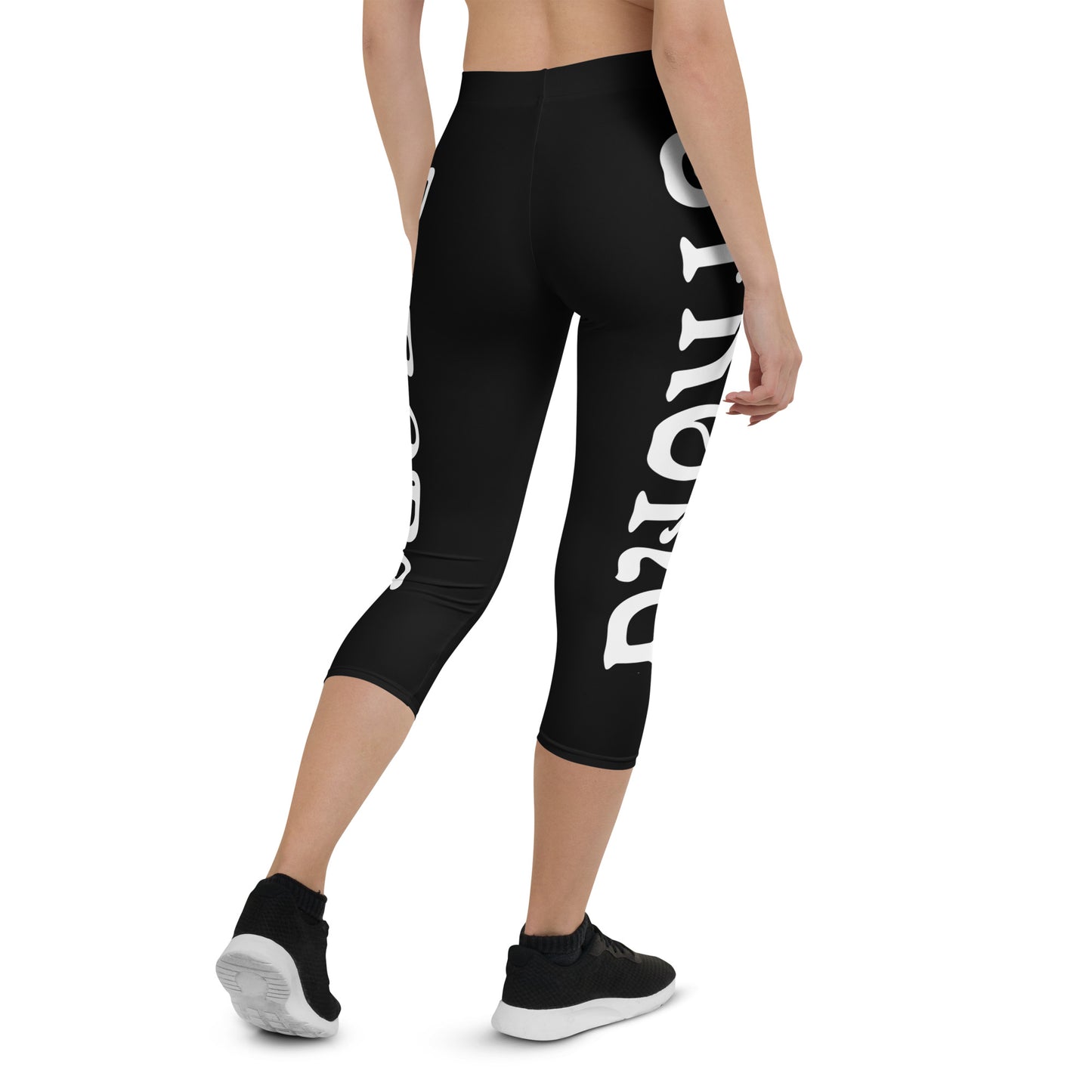 “STRONG” Black Capri Leggings W/White Font