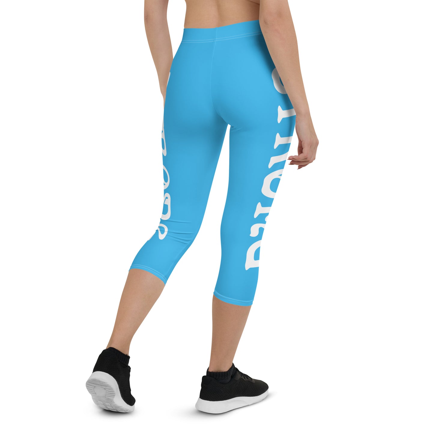 “STRONG” SkyBlue Capri Leggings W/White Font